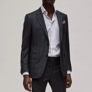 Ermenegildo Z Zegna Men’s Blazer x Harry Rosen Dark gray Charcoal Plaid Wool 56R